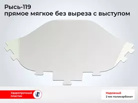 Стекло снегохода Рысь 119 (без выреза - с выступом) (прямое)
