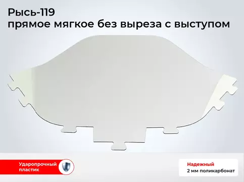 Стекло снегохода Рысь 119 (без выреза - с выступом) (прямое)