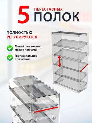 Полки с наклоном к закрытой части