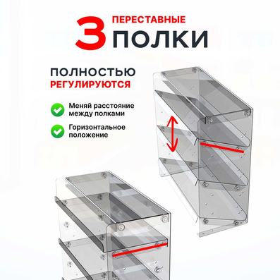 Полки с наклоном к закрытой части